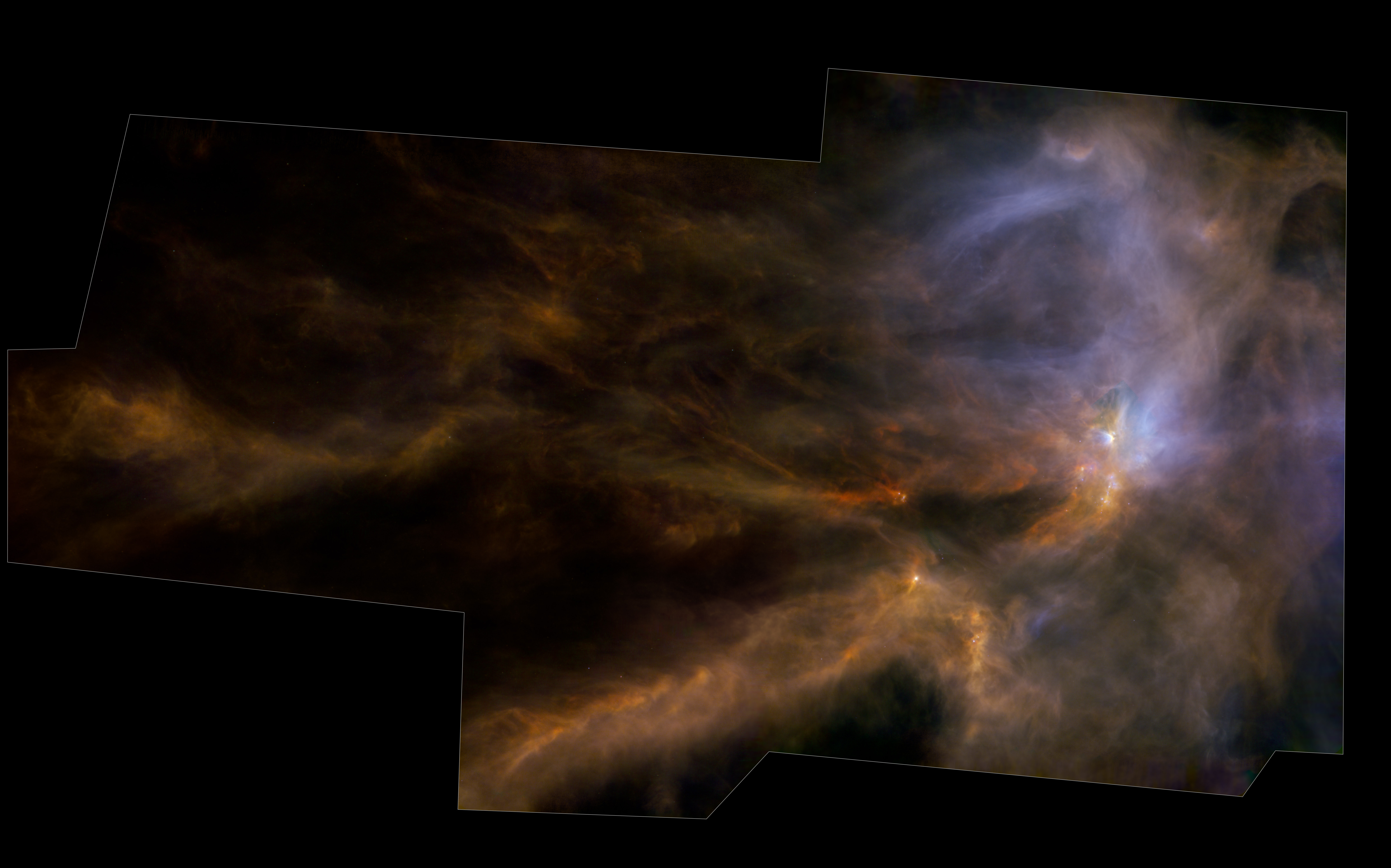 <span style="font-size:16px;position:relative;top:-50px">[ESA/Herschel/NASA/JPL-Caltech; acknowledgement: R. Hurt (JPL-Caltech)](http://www.esa.int/spaceinimages/Images/2017/09/Herschel_s_view_of_a_star_nursery)</span>