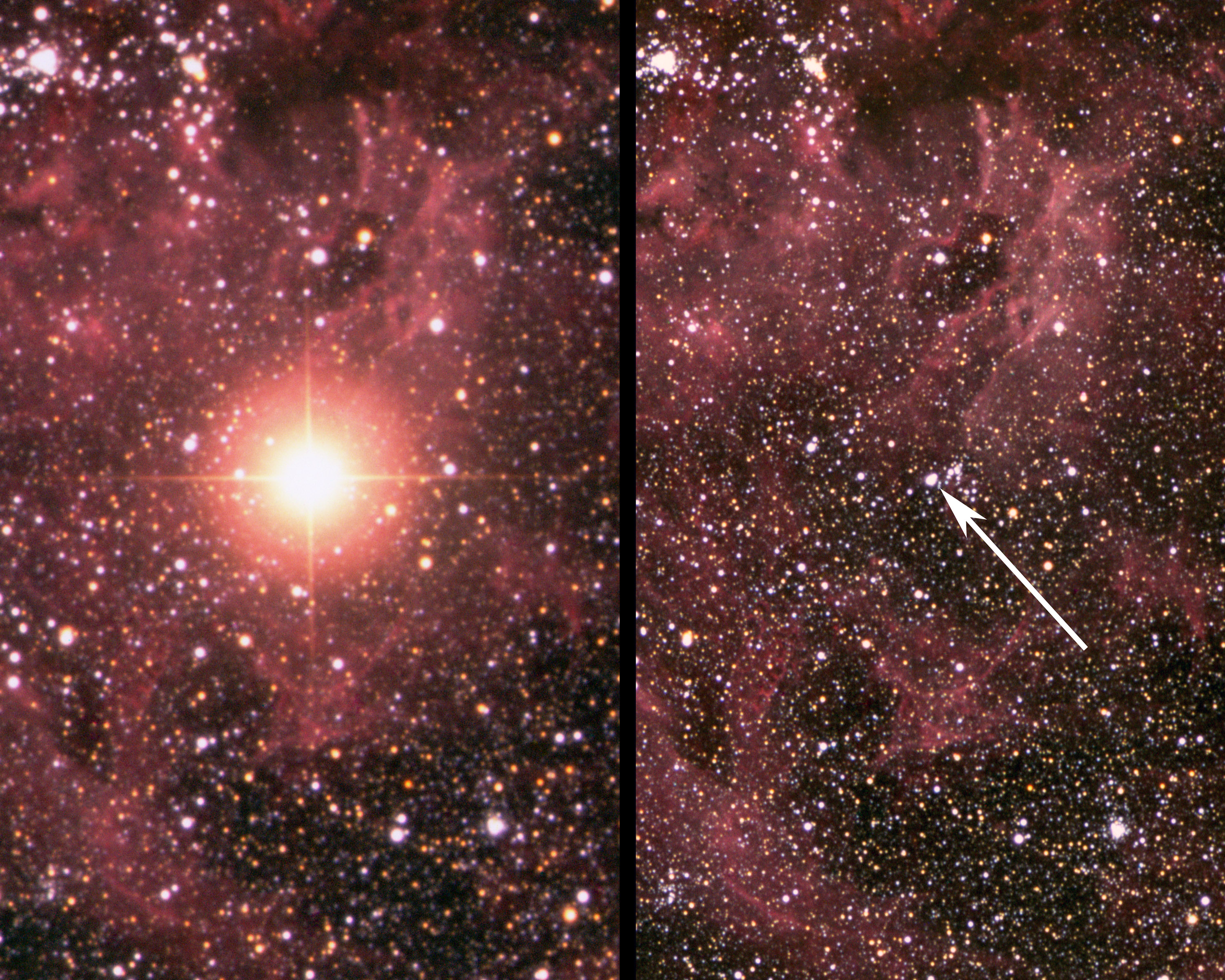 <span style="font-size:16px;position:relative;top:-60px">[Anglo-Australian Telescope/David Malin](https://www.aao.gov.au/news-media/media-releases/Supernova1987A-30)</span>