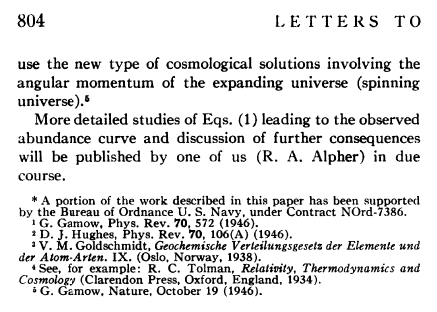 $\alpha-\beta-\gamma$理論論文全文 ([Alpher, Bethe, Gamow 1948, *Phys.Rev.*, **73**, 803](https://journals.aps.org/pr/abstract/10.1103/PhysRev.73.803))