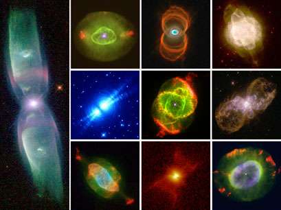<span style='font-size:16px;position:relative;top:-50px'>[A Collection of Planetary Nebulae from the HST](https://phys.org/news/2011-06-binary-stars-planetary-nebulae.html)</span>